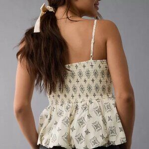 NWOT AE Smocked Bubble Tank Top Color: Ivory Size: M